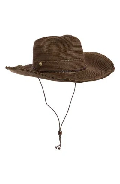 Vince Camuto Chin Strap Cowboy Hat In Chocolate