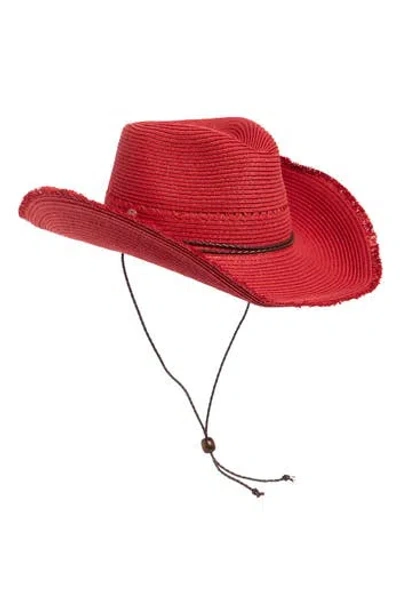 Vince Camuto Chin Strap Cowboy Hat In Fiery Red