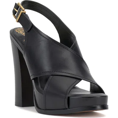 Vince Camuto Chlea Slingback Platform Sandal In Black Smooth Vachetta Leather
