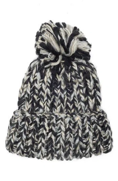 Vince Camuto Chunky Metallic Pom Knit Beanie In Black