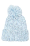 Vince Camuto Chunky Metallic Pom Knit Beanie In Blue