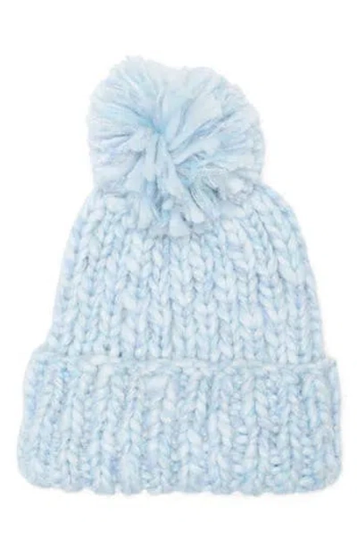 Vince Camuto Chunky Metallic Pom Knit Beanie In Blue