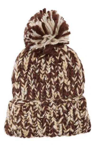 Vince Camuto Chunky Metallic Pom Knit Beanie In Brown