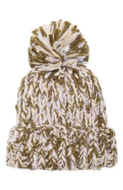 Vince Camuto Chunky Metallic Pom Knit Beanie In Green