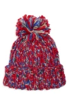 Vince Camuto Chunky Metallic Pom Knit Beanie In Red