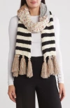 Vince Camuto Chunky Stripe Tassel Muffler Scarf In Neutral