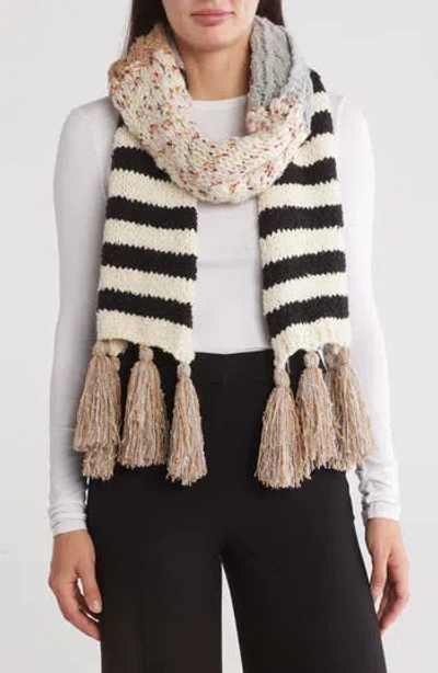 Vince Camuto Chunky Stripe Tassel Muffler Scarf In Neutral