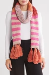 Vince Camuto Chunky Stripe Tassel Muffler Scarf In Pink Multi