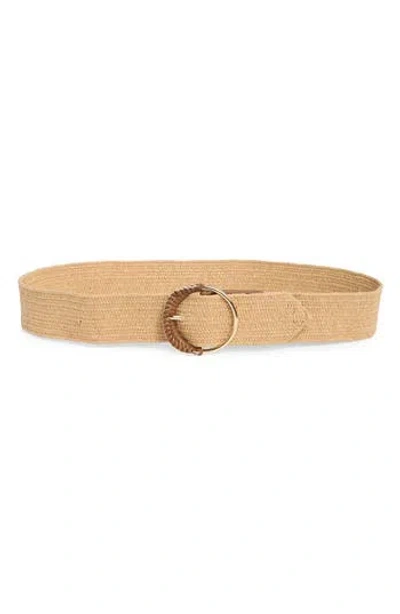 Vince Camuto Circle Buckle Stretch Woven Belt In Brown