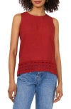 Vince Camuto Circle Lace Trim Tank In Red