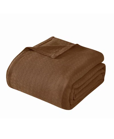 Vince Camuto Classic Cotton Blanket, Twin/twin Xl In Brown