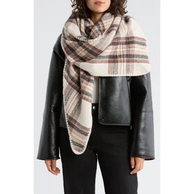Vince Camuto Classic Plaid Triangle Scarf In White