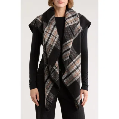 Vince Camuto Classic Plaid Triangle Scarf In Black