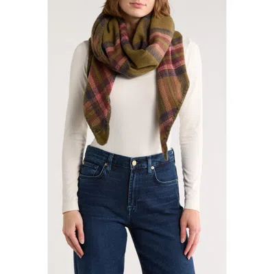 Vince Camuto Classic Plaid Triangle Scarf In Green