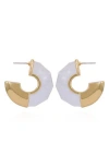 Vince Camuto Clearly Disco Hoop Earrings In White/gold Tone