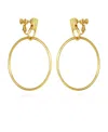 Vince Camuto Stylish Drop Hoop Clip On Earrings In Gold-tone