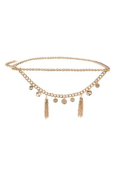 Vince Camuto Coin Charm Draped Chain Belt In Gold