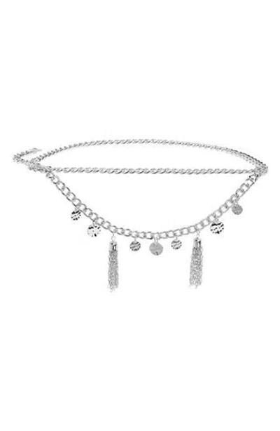 Vince Camuto Coin Charm Draped Chain Belt In Metallic