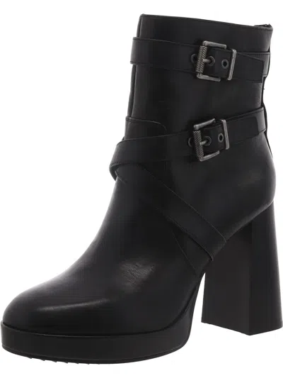 Vince Camuto Coliana Womens Leather Stacked Heel Booties In Black