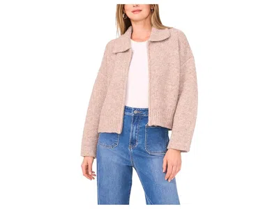 Vince Camuto Collar Zip-up Cardigan In Neutral