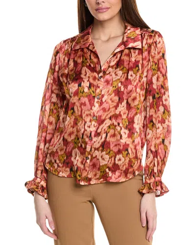 Vince Camuto Collared Button-down Blouse In Pink