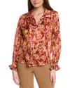 Vince Camuto Collared Button-down Blouse In Pink