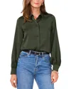 Vince Camuto Women's Long-sleeve Satin Button-front Top In Military Green