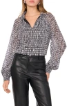 Vince Camuto Collared Popover Top In Rich Black