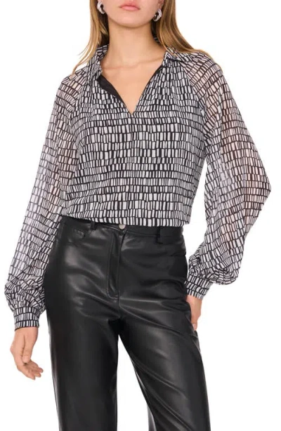 Vince Camuto Collared Popover Top In Rich Black
