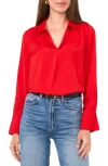 Vince Camuto Women's Long-sleeve Collared V-neck Top In Bright Red
