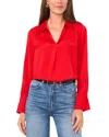 Vince Camuto Women's Long-sleeve Collared V-neck Top In Bright Red