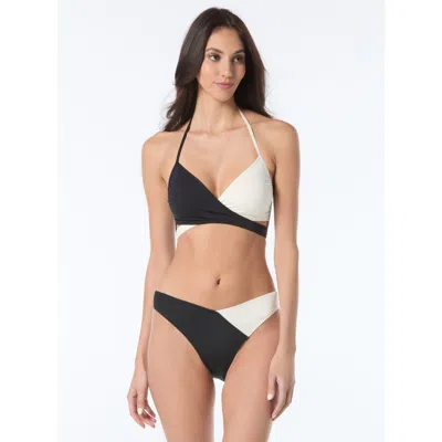 Vince Camuto Color Block Cross Front Bikini Top In Multi