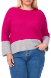 Vince Camuto Plus Size Colorblocked Crewneck Sweater In Euphoria
