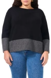 Vince Camuto Colorblock Crewneck Sweater In Rich Black