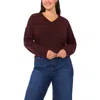 Vince Camuto Colorblock V-neck Sweater In Burgundy