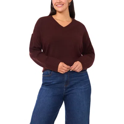 Vince Camuto Colorblock V-neck Sweater In Burgundy