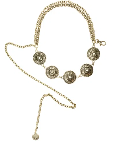Vince Camuto Concho Chain Swag Belt In Gold