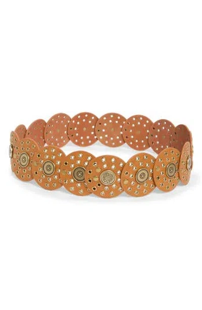 Vince Camuto Concho Grommet Disc Belt In Brown