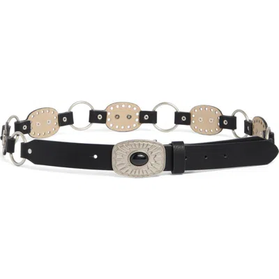 Vince Camuto Concho Link Belt In Black Silver