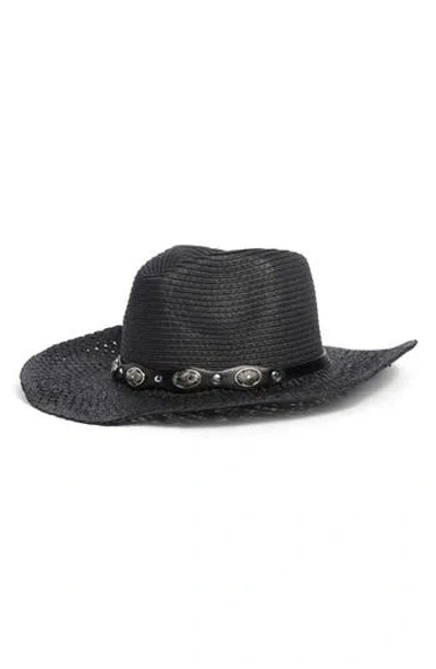 Vince Camuto Concho Trim Cowgirl Hat In Black