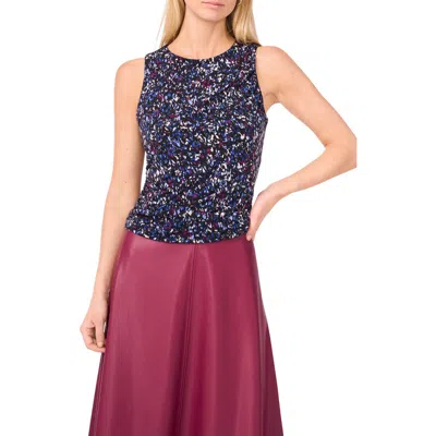 Vince Camuto Confetti Print Center Ruched Tank In Blue