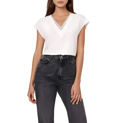 Vince Camuto Confetti Ready Womens V-neck Cap Sleeve Blouse In White