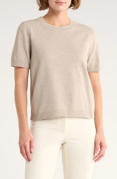 Vince Camuto Contrast Detail Short Sleeve Sweater In Neutral