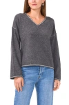 Vince Camuto Contrast Detail V-neck Sweater In Black