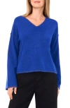 Vince Camuto Contrast Detail V-neck Sweater In Blue
