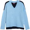 Vince Camuto Contrast High-low Sweater In Blue