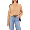Vince Camuto Contrast High-low Sweater In Brown