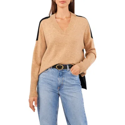 Vince Camuto Contrast High-low Sweater In Brown