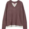Vince Camuto Contrast High-low Sweater In Brown