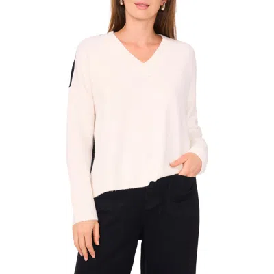 Vince Camuto Contrast High-low Sweater In White